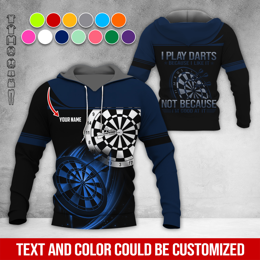 Customized Name Darts Premium Hoodie, I Play Darts Because I Like It Darts Hoodie, Perfect Gift For Darts Lovers, Darts Player