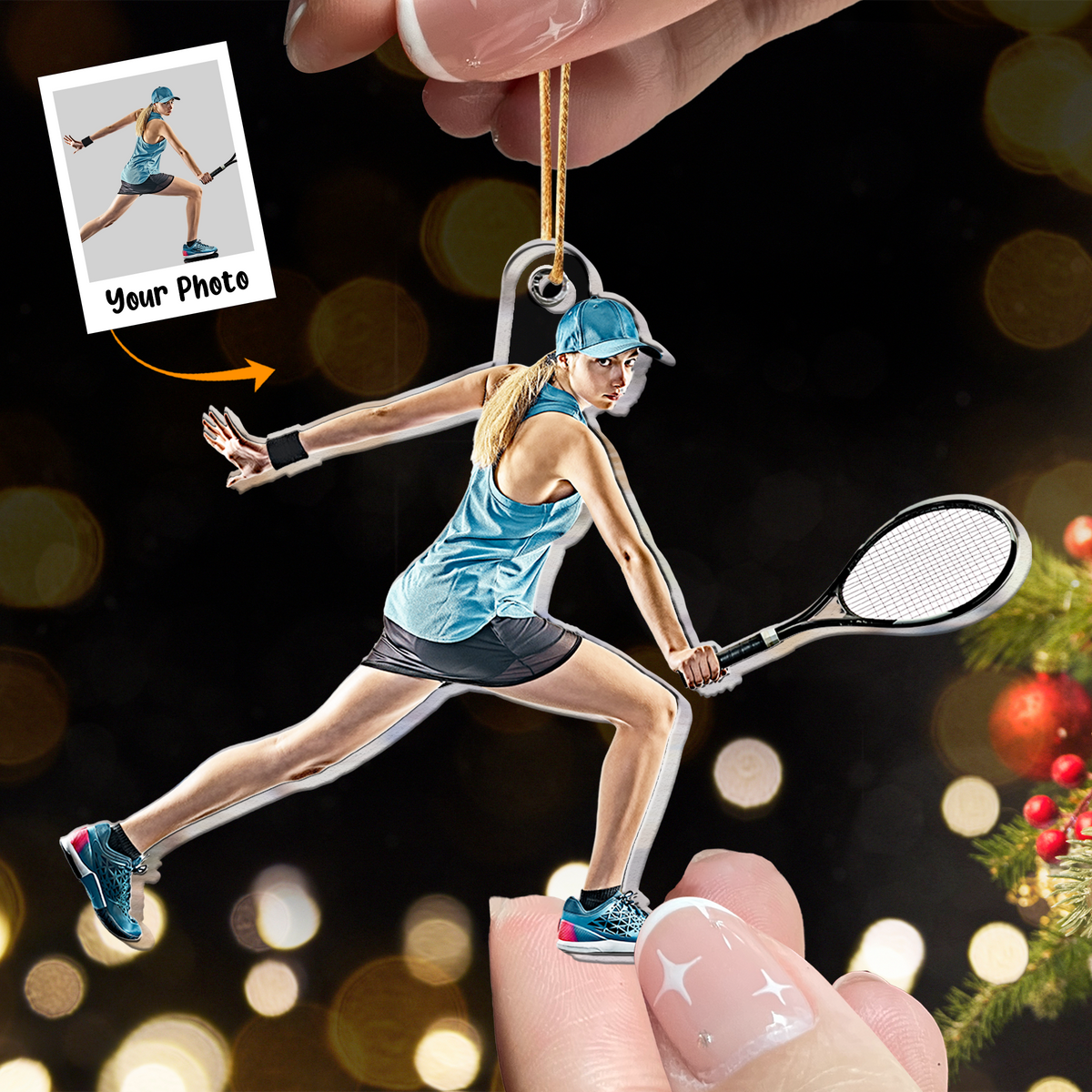 Personalized Acrylic Tennis Photo Ornament, Custom Your Great Memories Of Tennis Photo Acrylic Ornament For Christmas, Best Gift For Tennis Lovers