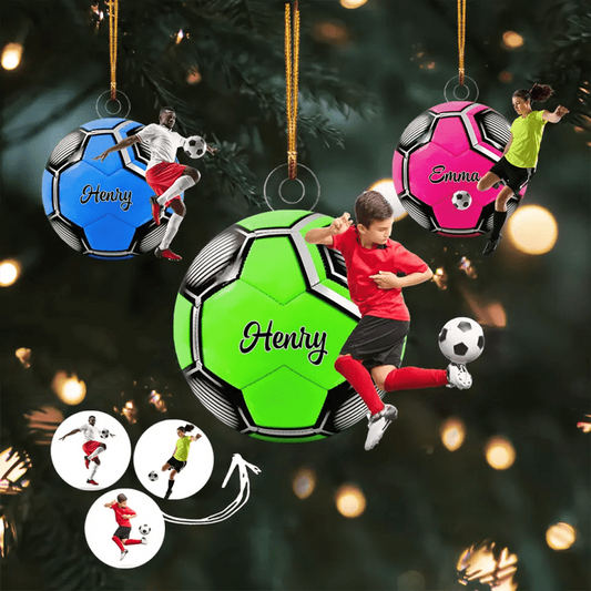 Custom Soccer Acrylic Ornament, Personalized Custom Photo Mica Ornament - Christmas Gift For Soccer Players, Soccer Lovers, Family Members