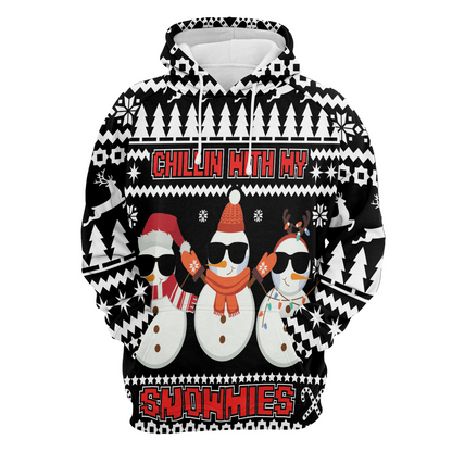 Snowmies Premium Christmas Hoodie, Chillin With My Snowmies Unisex Hoodie For Men & Women - Perfect Gift For Christmas, Snowman Lover