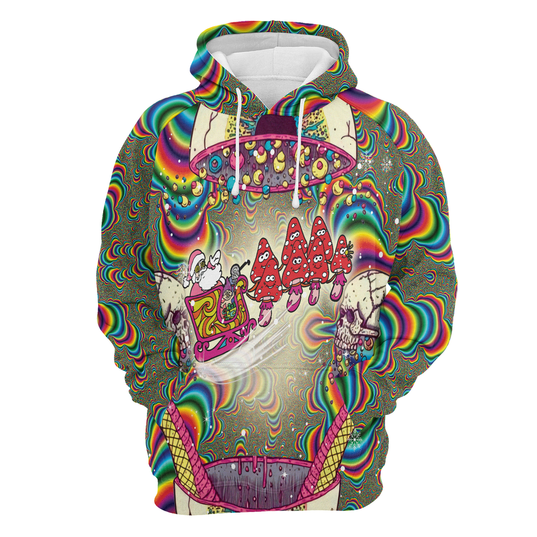Skull Xmas Premium Christmas Hoodie, Santa And Mushroom Sled Unisex Hoodie For Men & Women - Perfect Gift For Christmas, Mushroom Lovers