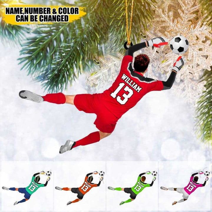 Custom Soccer Christmas Car Ornament, Personalized Male, Boys, Man Soccer Goalkeeper Car Ornament For Soccer Lover, Christmas