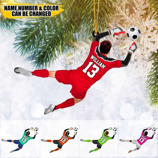 Custom Soccer Acrylic Christmas Ornament, Personalized Male, Boys, Man Soccer Goalkeeper Acrylic Ornament For Soccer Lover, Christmas
