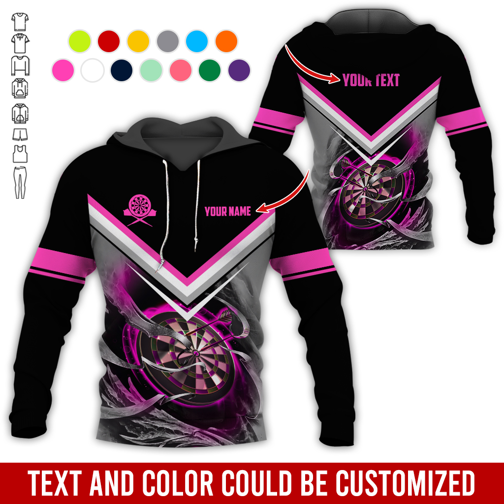 Customized Name & Text Darts Premium Hoodie, Darts And Smoke Pattern Hoodie, Perfect Gift For Darts Lovers, Darts Player