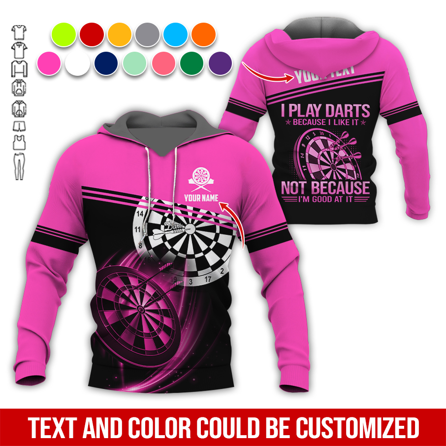 Customized Name & Text Darts Premium Hoodie, I Play Darts Because I Like It Hoodie For Men & Woman, Perfect Gift For Darts Lovers, Darts Player