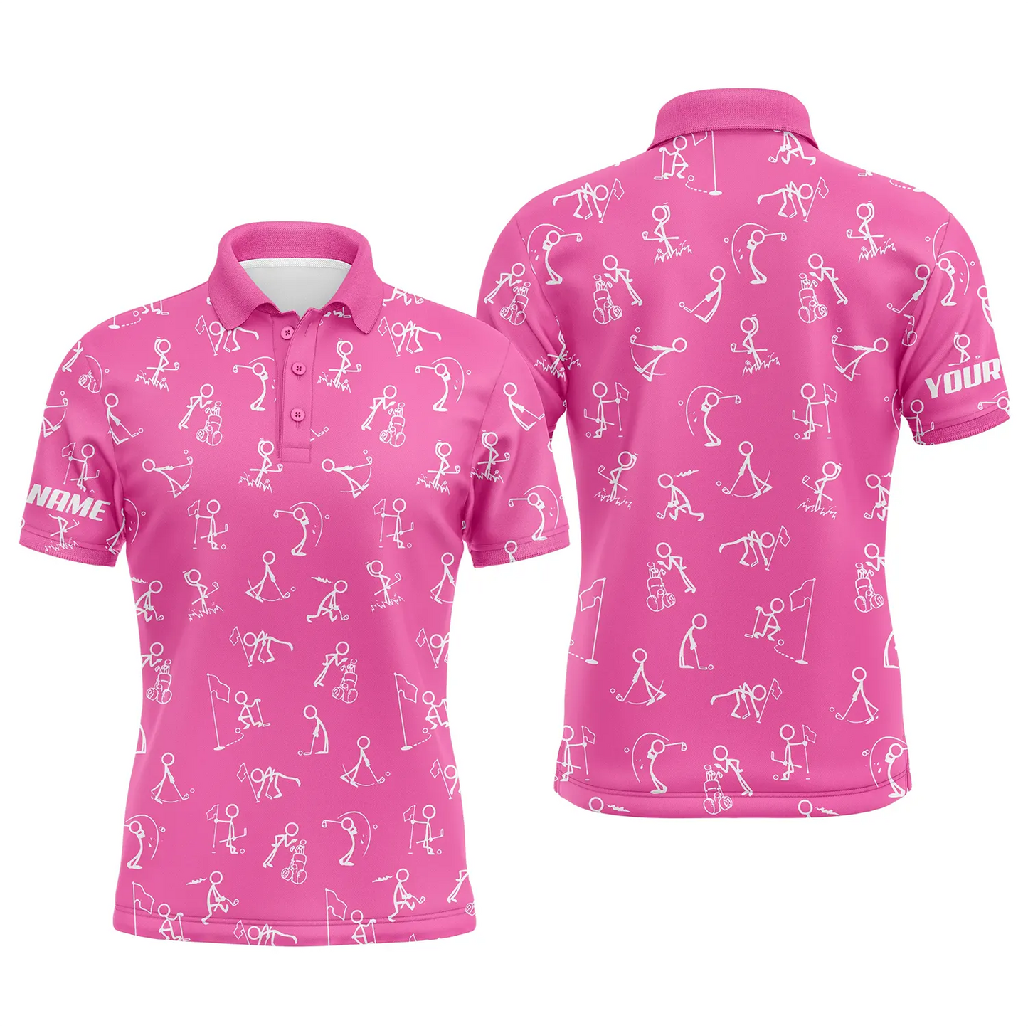 Custom Golf Long Sleeve Men Polo Shirt, Custom Name funny Golf Pattern Wear Apparel- Personalized Sports Gift For Men, Golf Lovers