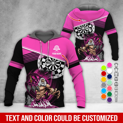 Customized Name & Text Darts Premium Hoodie, Poseidon Pattern Darts Hoodie, Perfect Gift For Darts Lovers, Darts Player