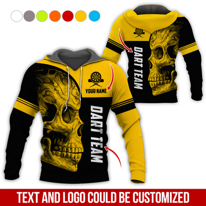 Customized Name & Team Name Darts Skull Premium Hoodie, I Like Darts Hoodie, Perfect Gift For Darts Lovers, Darts Player
