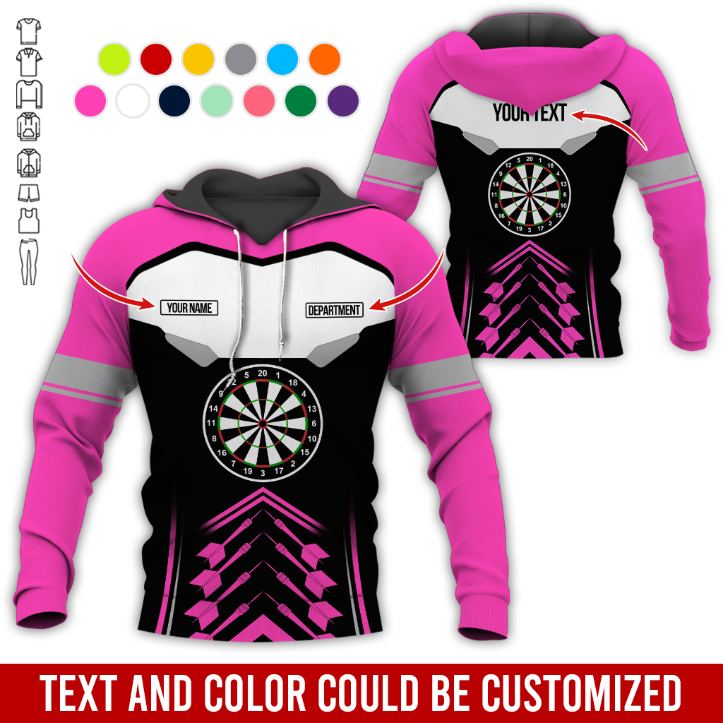 Customized Name, Text & Department Darts Premium Hoodie, Black & White Pattern Darts Hoodie, Perfect Gift For Darts Lovers, Darts Player