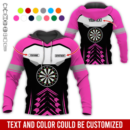 Customized Name, Text & Department Darts Premium Hoodie, Black & White Pattern Darts Hoodie, Perfect Gift For Darts Lovers, Darts Player