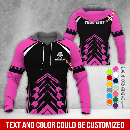 Personalized Name & Text Darts Premium Hoodie, Darts Sport Pattern Hoodie For Darts Player, Perfect Gift For Darts Lovers, Friend, Family