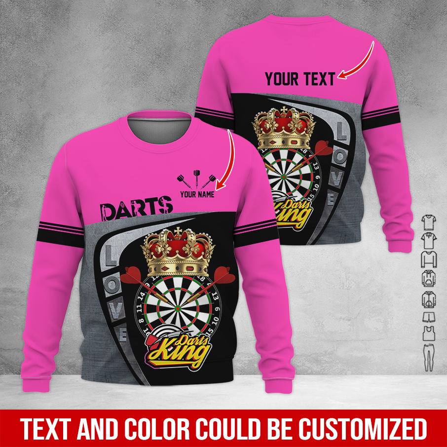 Customized Darts Sweatshirt, Personalized Name & Text Darts Sweatshirt, Darts King Sweatshirt, Perfect Gift For Darts Lovers, Friend, Family