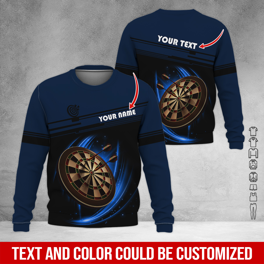 Customized Darts Sweatshirt, Personalized Name & Text Darts Sweatshirt, Darts Pattern Sweatshirt, Perfect Gift For Darts Lovers, Friend, Family