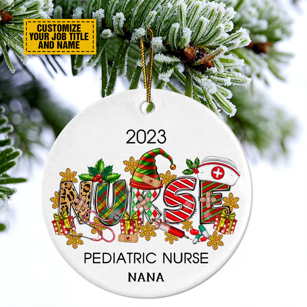 Personalized Nurse Christmas Ornament - Christmas 2023 Nurse Ceramic Ornament, Perfect Gift For Nurse, Holiday Decor