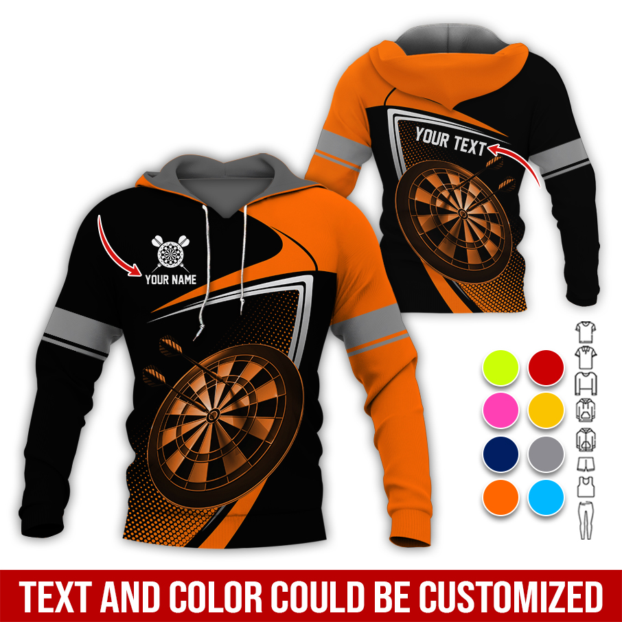 Customized Name & Text Darts Premium Hoodie, Personalized Color Spot Pattern Darts Hoodie, Perfect Gift For Darts Lovers, Darts Player