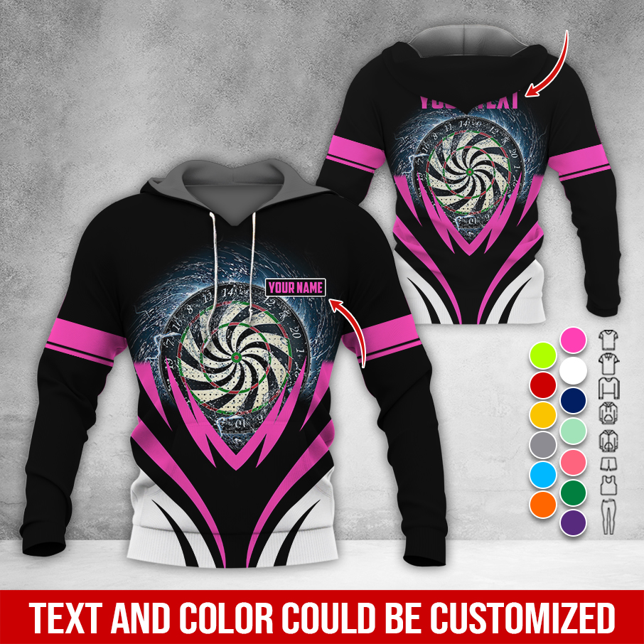 Customized Name & Text Darts Thunder Premium Hoodie, Thunder Vortex Darts Pattern Hoodie, Perfect Gift For Darts Lovers, Friend, Family