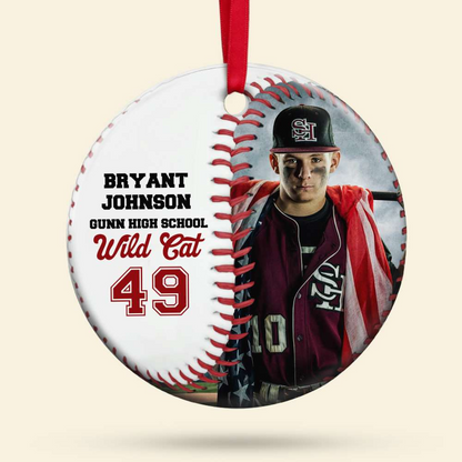 Custom Baseball Circle Ceramic Ornament, Personalized Baseball Player Circle Ceramic Ornament - Perfect Gift For Baseball Lover, Christmas, New Year