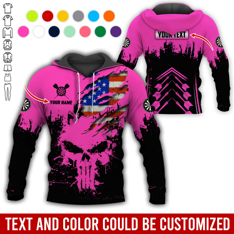 Customized Name & Text Darts Premium Hoodie, Custom National Flag Darts Hoodie For Men & Women, Perfect Gift For Darts Lovers, Darts Player