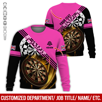 Customized Darts Sweatshirt, Personalized National Flag & Darts Pattern Sweatshirt For Men & Women, Perfect Gift For Darts Lovers, Friend, Family