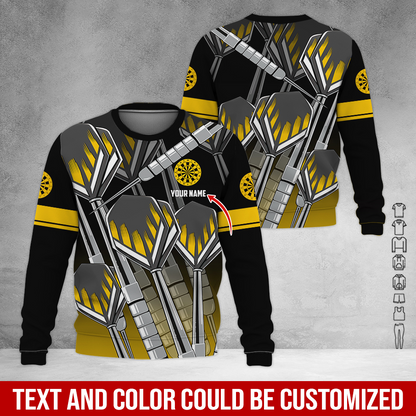 Customized Name & Text Darts Sweatshirt, Darts Pattern Shirts For Men & Women - Gift For Darts Lovers, Friend, Family