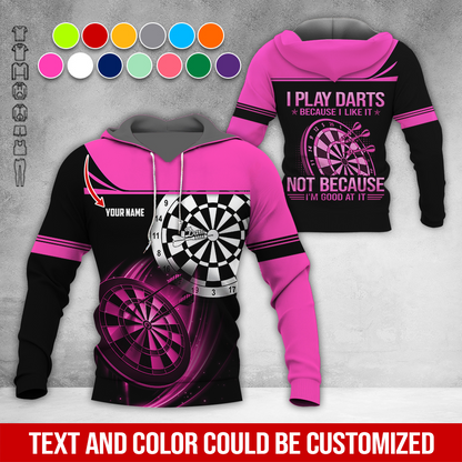 Customized Name Darts Premium Hoodie, I Play Darts Because I Like It Darts Hoodie, Perfect Gift For Darts Lovers, Darts Player