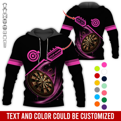Customized Name & Team Name Darts Premium Hoodie, Darts Pattern Shining Black Hoodie, Perfect Gift For Darts Lovers, Friend, Family