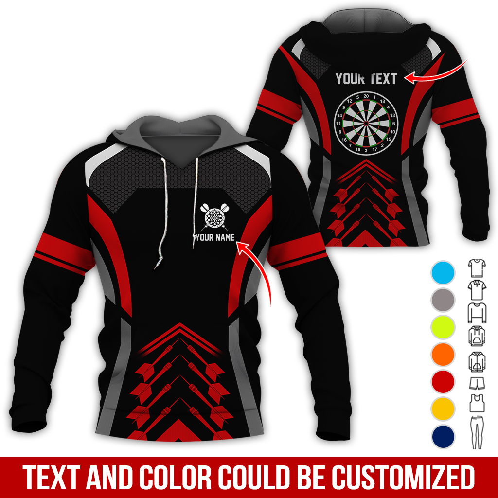 Customized Name & Text Darts Premium Hoodie, Dartboards Pattern Hoodie For Darts Player, Perfect Gift For Darts Lovers, Friend, Family