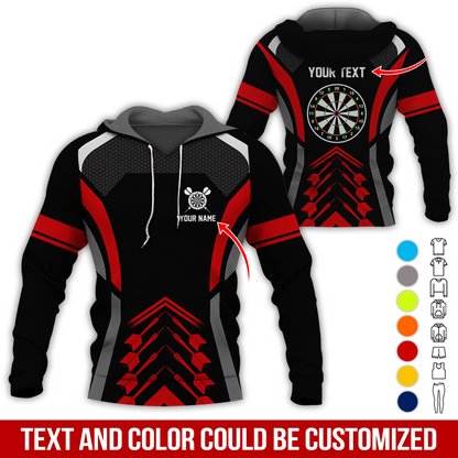 Customized Name & Text Darts Premium Hoodie, Dartboards Pattern Hoodie For Darts Player, Perfect Gift For Darts Lovers, Friend, Family