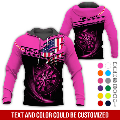 Personalized American Flag Darts Premium Hoodie ,Customized Name & Text Darts Premium Hoodie, Perfect Gift For Darts Lovers, Darts Player
