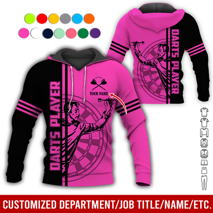 Customized Darts Premium Hoodie, Men Playing Darts Pattern Hoodie For Men & Women, Perfect Gift For Darts Lovers, Friend, Family