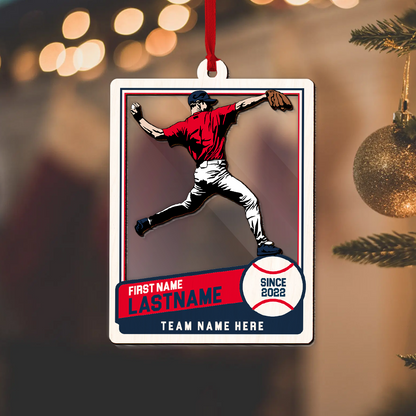 Custom Baseball Acrylic Ornament, Personalized Baseball Trading Card Acrylic Ornament - Perfect Gift For Baseball Lover, Christmas, New Year