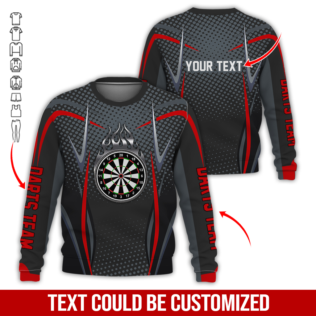 Customized Darts Sweatshirt, Dartboards & Black Flame Sweatshirt For Men & Women, Perfect Gift For Darts Lovers, Darts Player