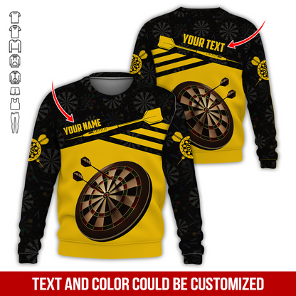 Customized Name Darts Sweatshirt, Custom Name Darts Shirts With Darts Pattern - Gift For Darts Lovers, Friend, Family