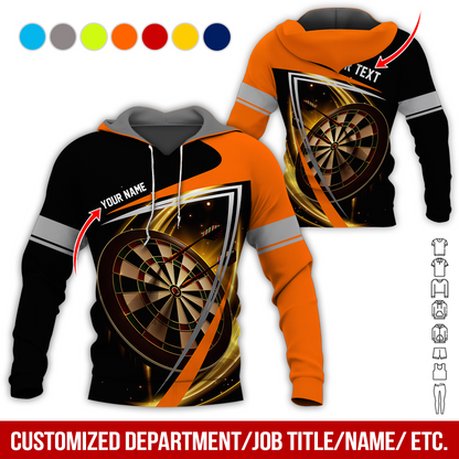 Customized Name & Text Darts Premium Hoodie, Dartboard Pattern Hoodie For Men & Women - Gift For Darts Lovers, Friend, Family