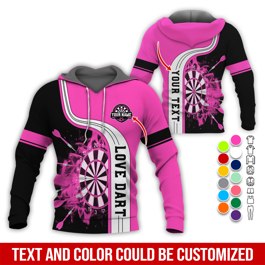 Customized Name & Text Darts Premium Hoodie, Darts Pattern Colorful Hoodie, Perfect Gift For Darts Lovers, Friend, Family