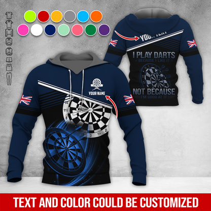 Customized Name & Text Darts Premium Hoodie, Custom National Flag, I Like Darts Hoodie For Men & Women, Perfect Gift For Darts Lovers, Darts Player