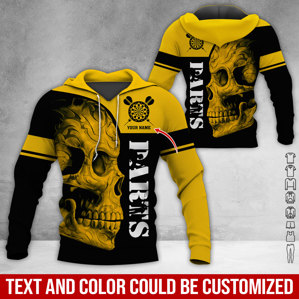Personalized Darts Skull Premium Hoodie, Darts Pattern Hoodie For Men & Women, Perfect Gift For Darts Lovers, Friend, Family