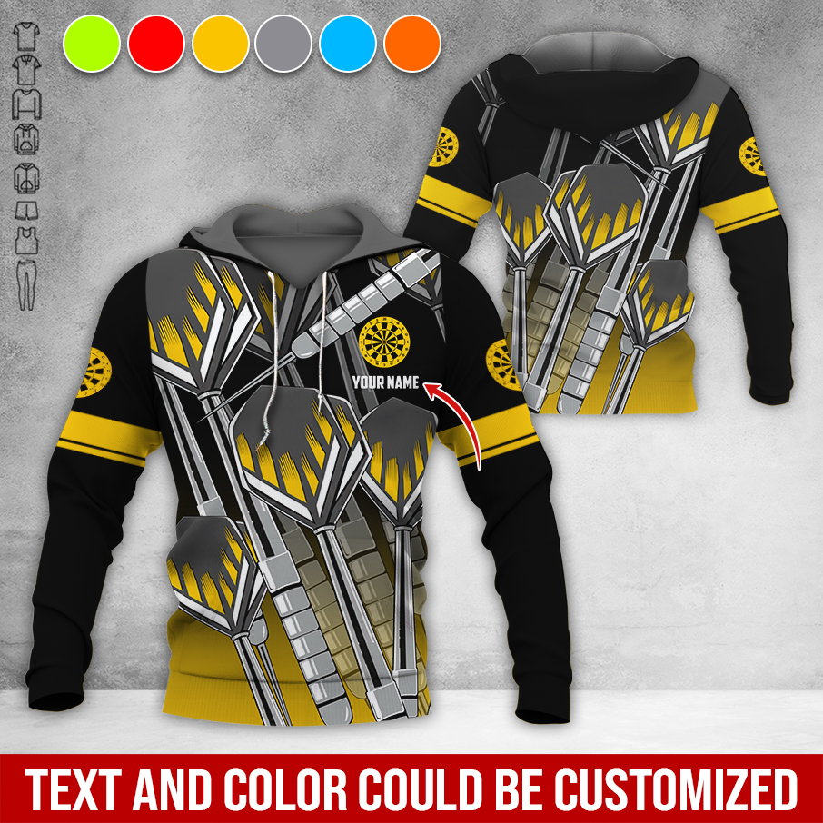 Customized Name & Text Darts Premium Hoodie, Darts Pattern Hoodie For Men & Women - Gift For Darts Lovers, Friend, Family