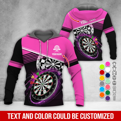 Customized Name & Text Darts Premium Hoodie, Modern Textures Pattern Darts Hoodie, Perfect Gift For Darts Lovers, Darts Player