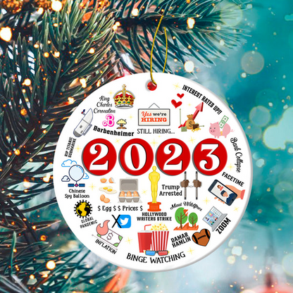 2023 Moments Ceramic Christmas Ornament - 2023 Memorable Moments Circle Ceramic Ornament, Perfect Gift For Christmas, Holiday Decor