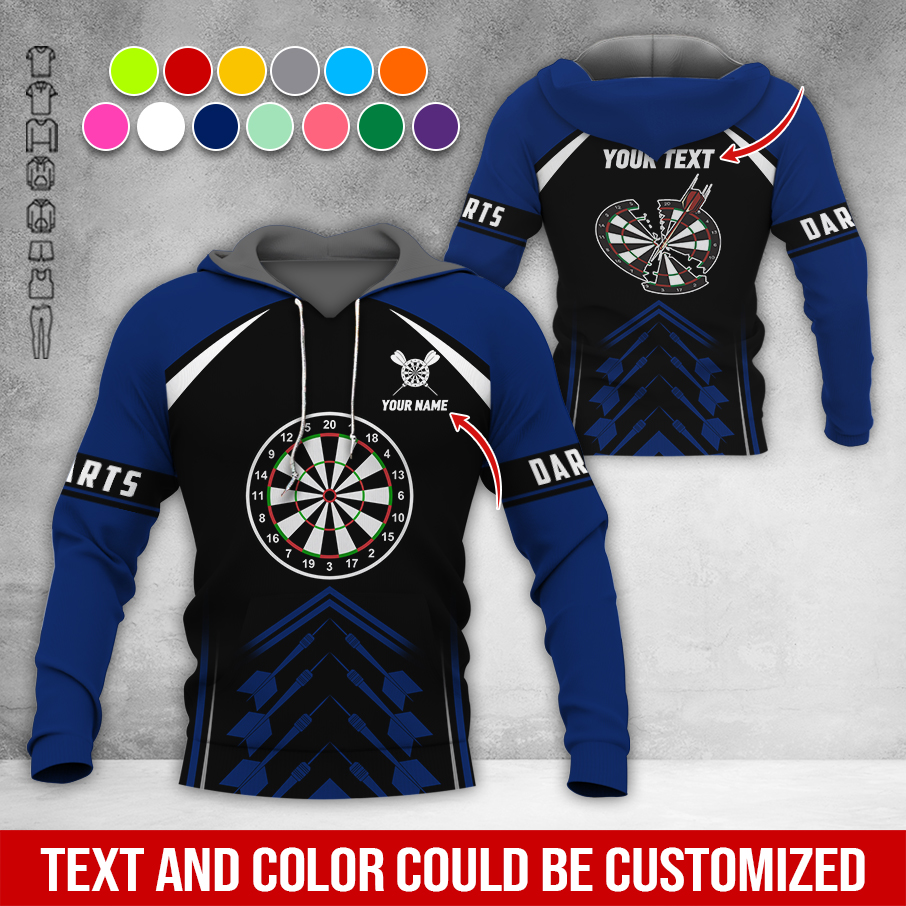 Personalized Name & Text Darts Premium Hoodie, Broken Darts Pattern Hoodie, Perfect Gift For Darts Lovers, Friend, Family
