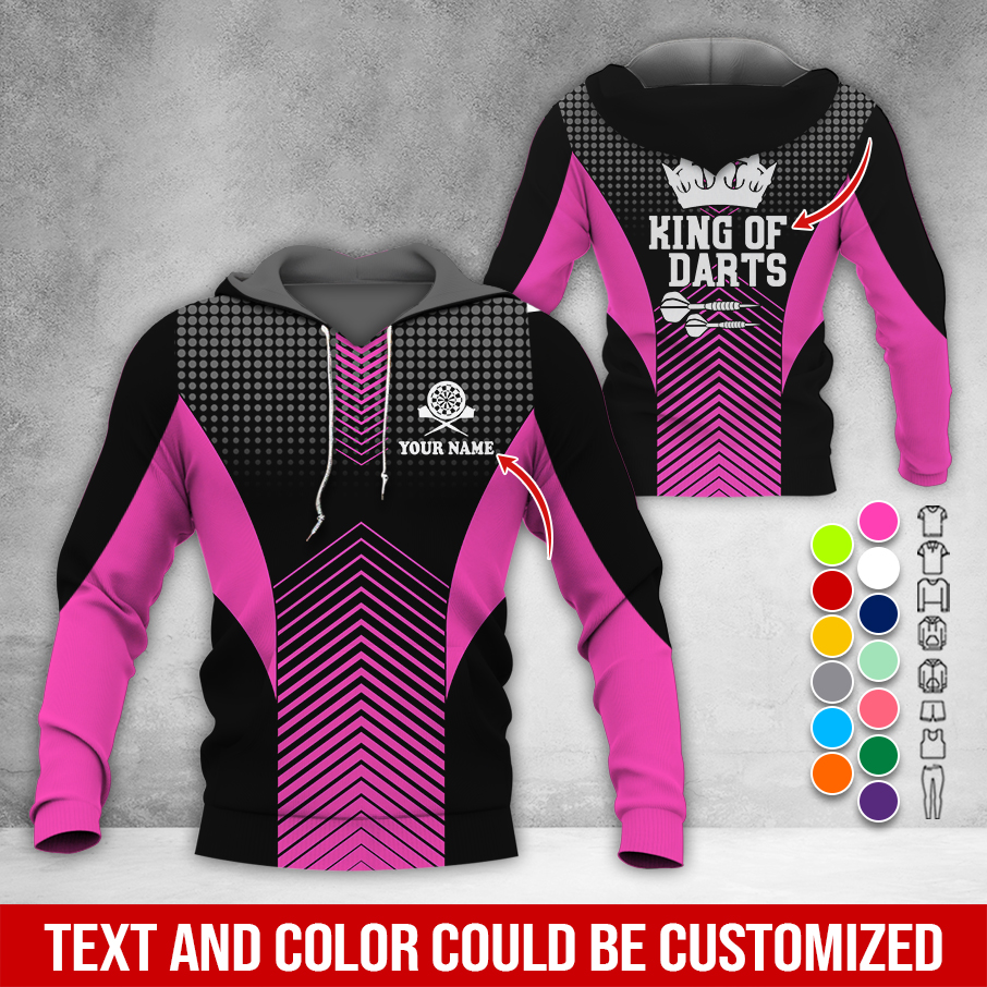 Customized Name & Text Darts Premium Hoodie, King Of Darts, Spot Pattern Hoodie, Perfect Gift For Darts Lovers, Darts Player