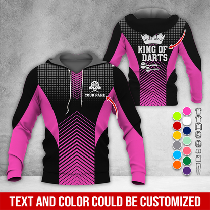 Customized Name & Text Darts Premium Hoodie, King Of Darts, Spot Pattern Hoodie, Perfect Gift For Darts Lovers, Darts Player