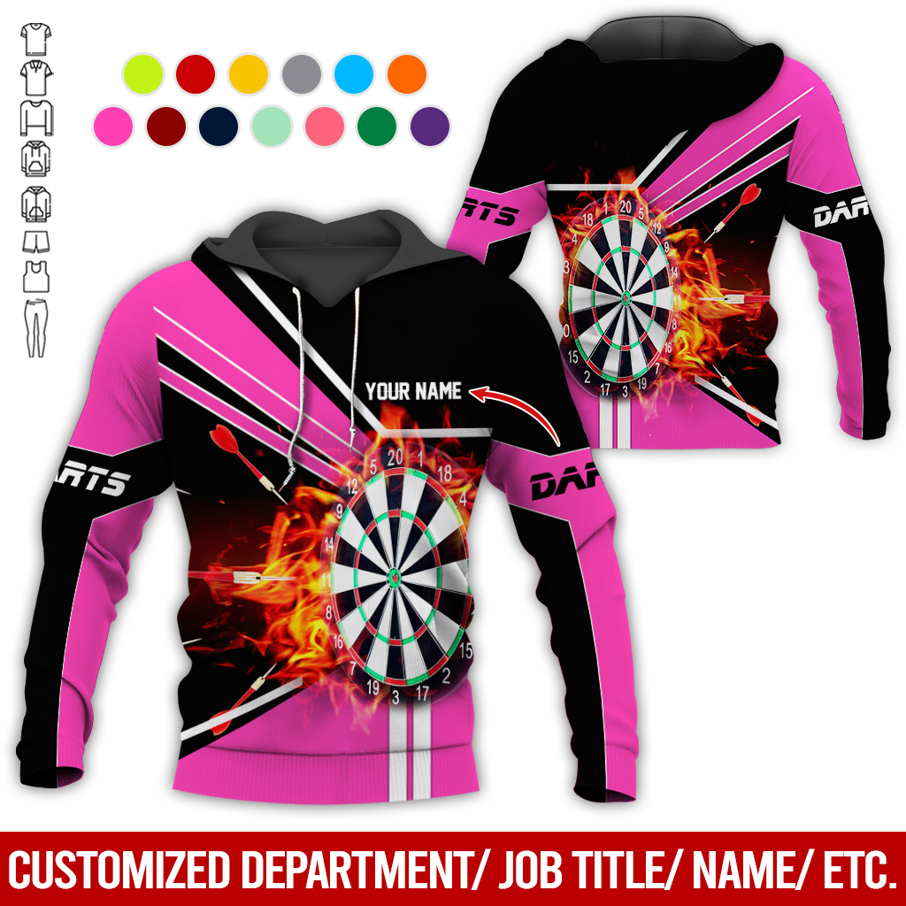 Customized Darts Flaming Premium Hoodie, Personalized Name Darts Hoodie, Perfect Gift For Darts Lovers, Darts Player