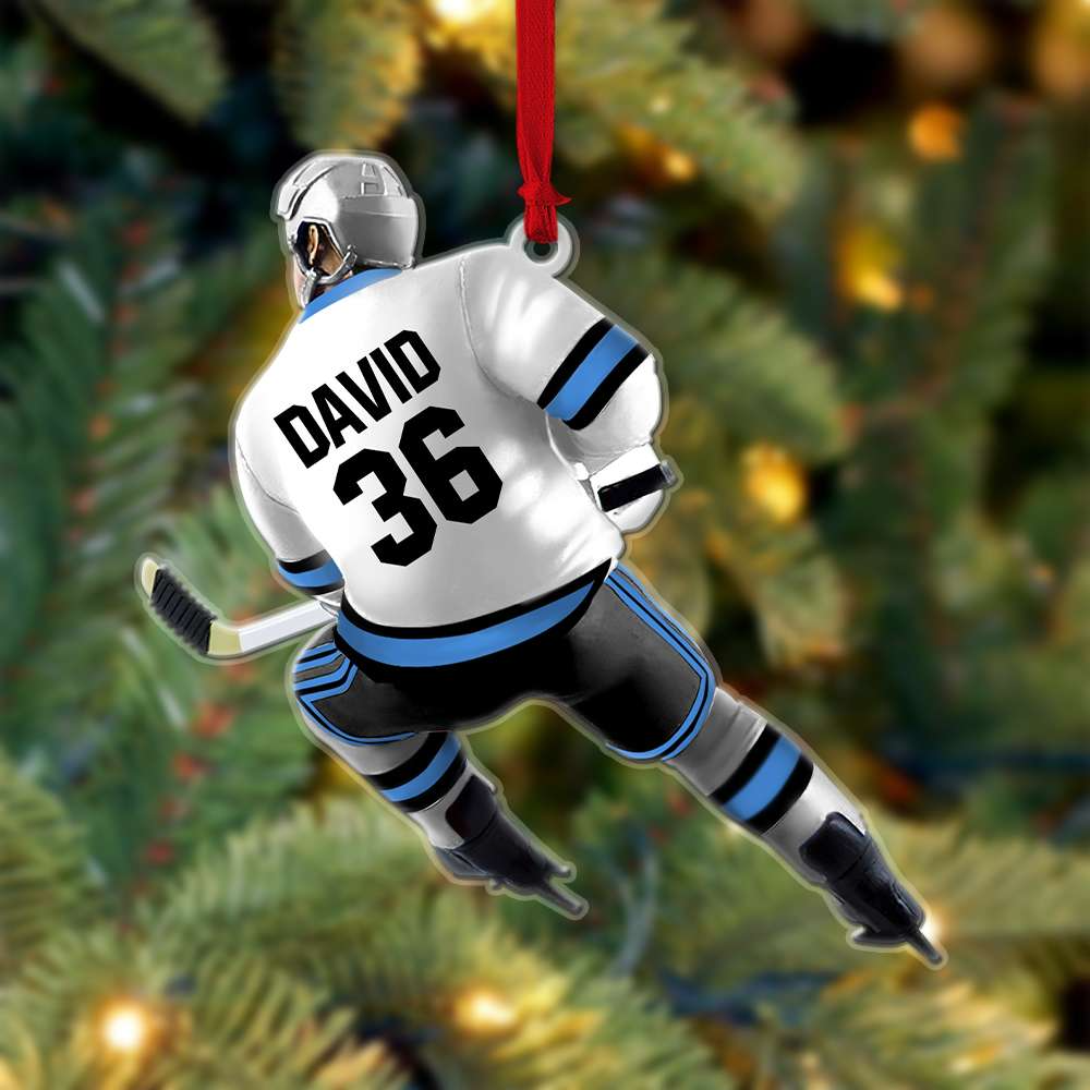 Custom Hockey Acrylic Ornament, Ice Hockey Player Acrylic Ornament - Perfect Gift For Hockey Lover, Christmas, New Year