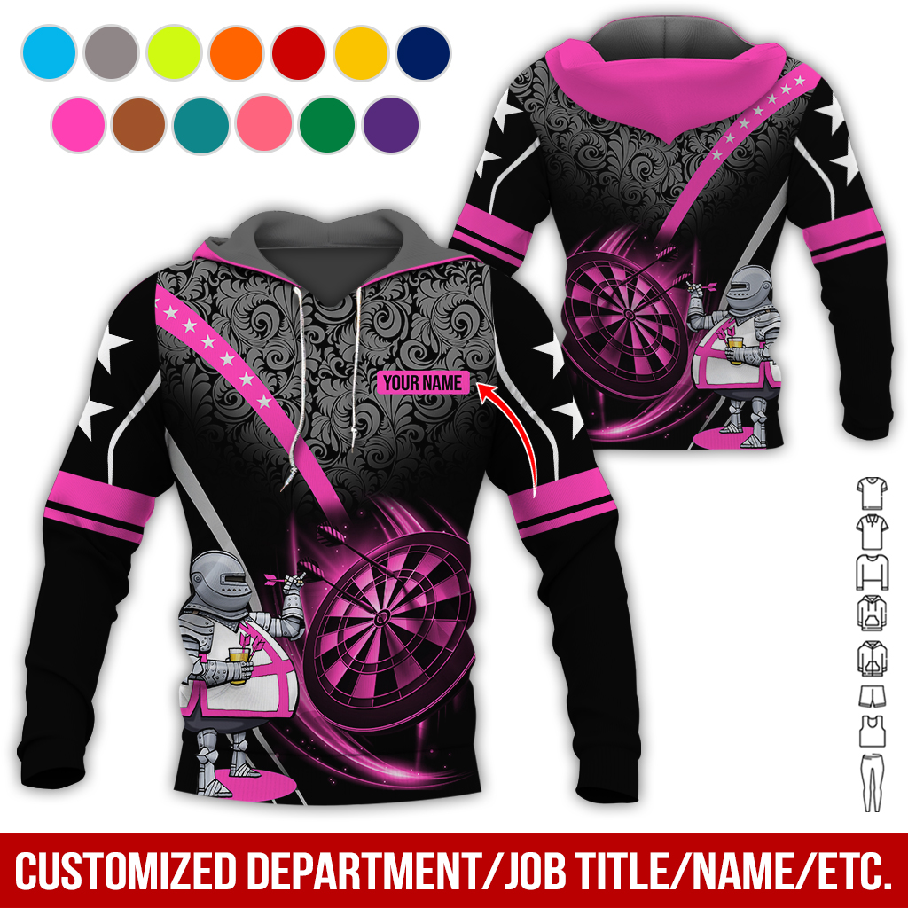 Personalized Darts Knight Armor Premium Hoodie, Customized Name Darts Tropical Pattern Hoodie, Perfect Gift For Darts Lovers, Darts Player