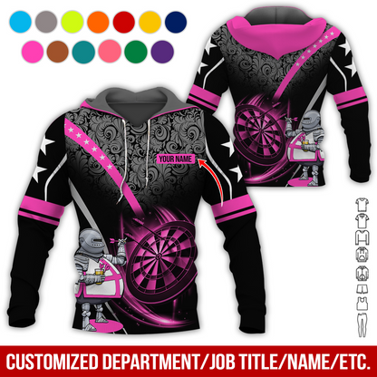 Personalized Darts Knight Armor Premium Hoodie, Customized Name Darts Tropical Pattern Hoodie, Perfect Gift For Darts Lovers, Darts Player