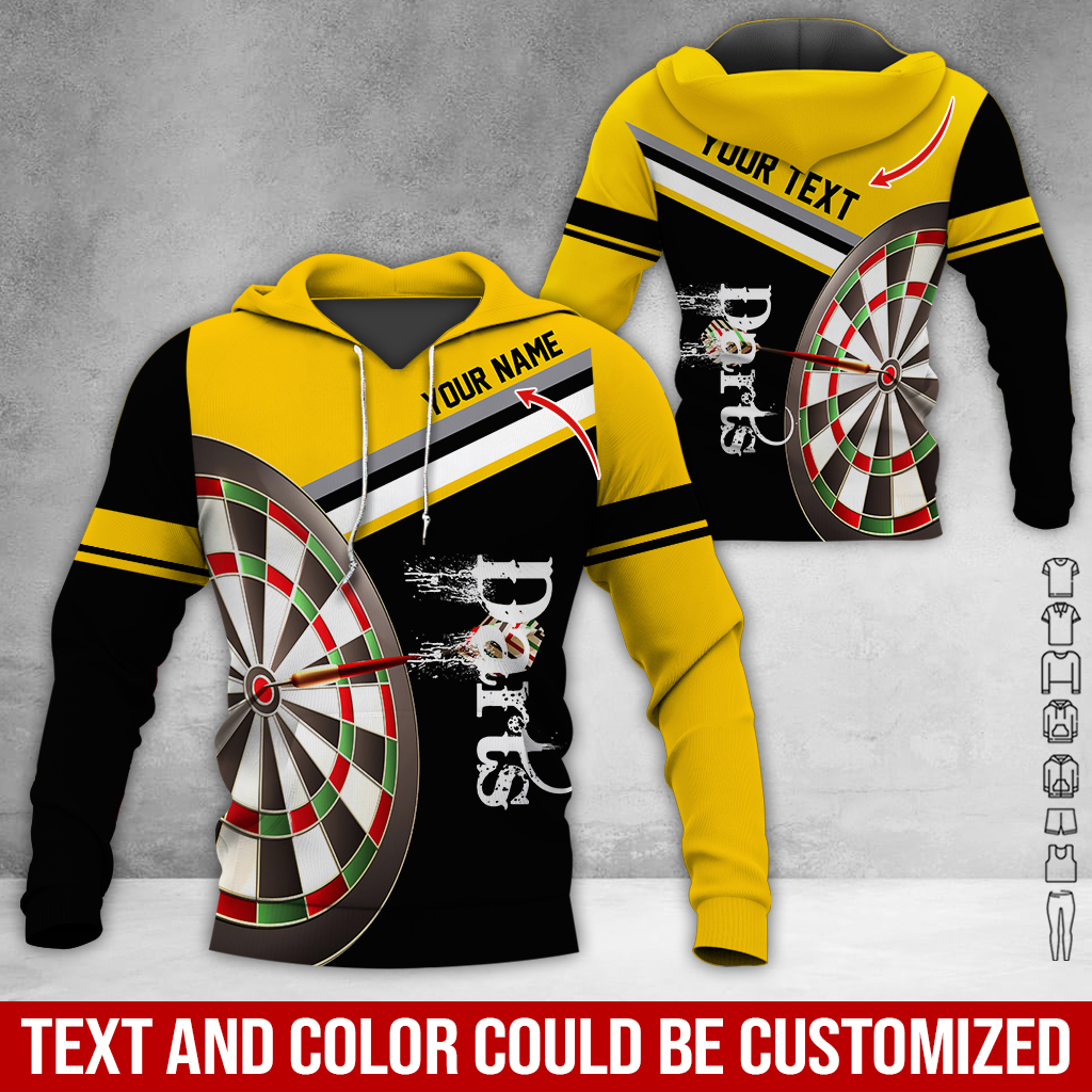 Customized Name & Your Text Darts Premium Hoodie, Darts Pattern Hoodie, Perfect Gift For Darts Lovers, Friend, Family
