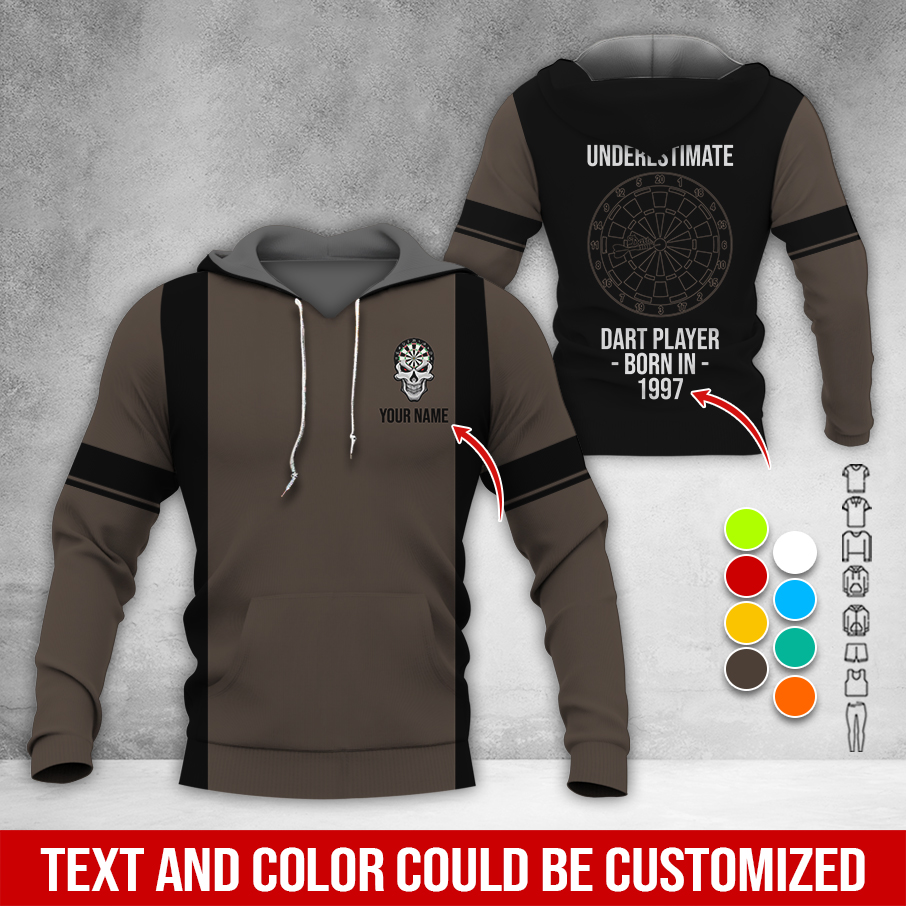 Personalized Name & Year Darts Premium Hoodie, Never Underestimate Darts Player Hoodie, Perfect Gift For Darts Lovers, Darts Player