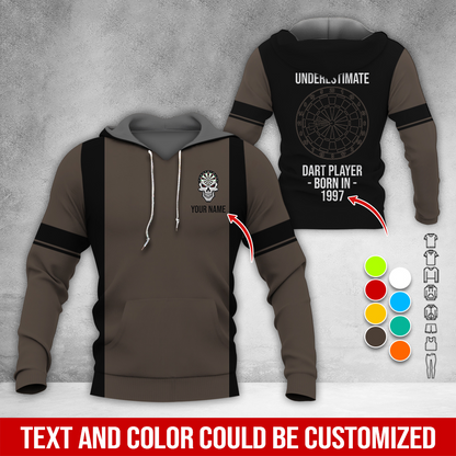Personalized Name & Year Darts Premium Hoodie, Never Underestimate Darts Player Hoodie, Perfect Gift For Darts Lovers, Darts Player